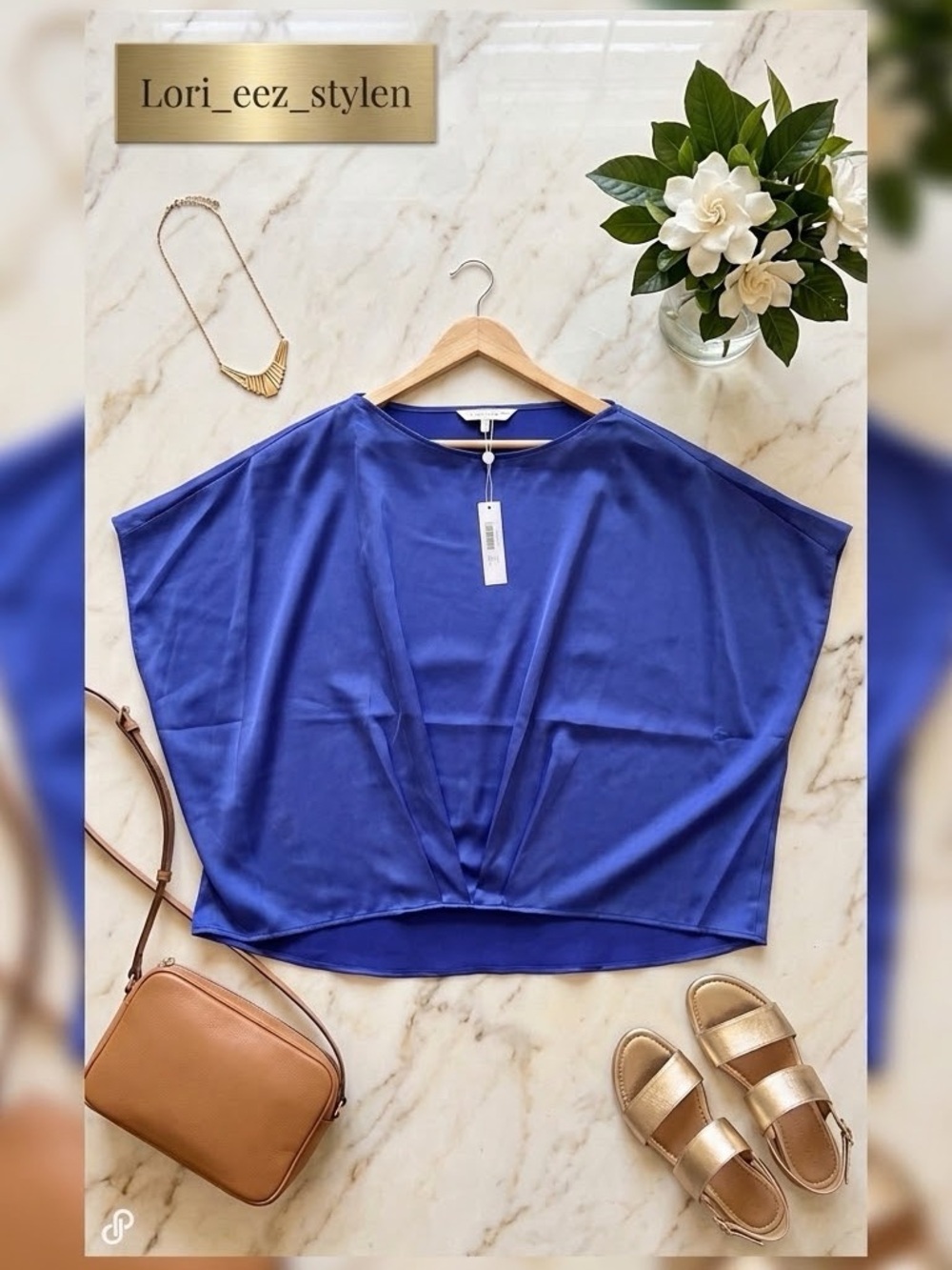 Trina Turk Draped Boxy Tunic Top Royal Blue note I have the matching pants in XL